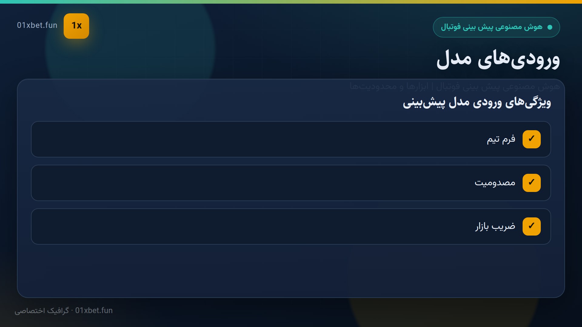 چک‌لیست ورودی‌های مدل پیش‌بینی